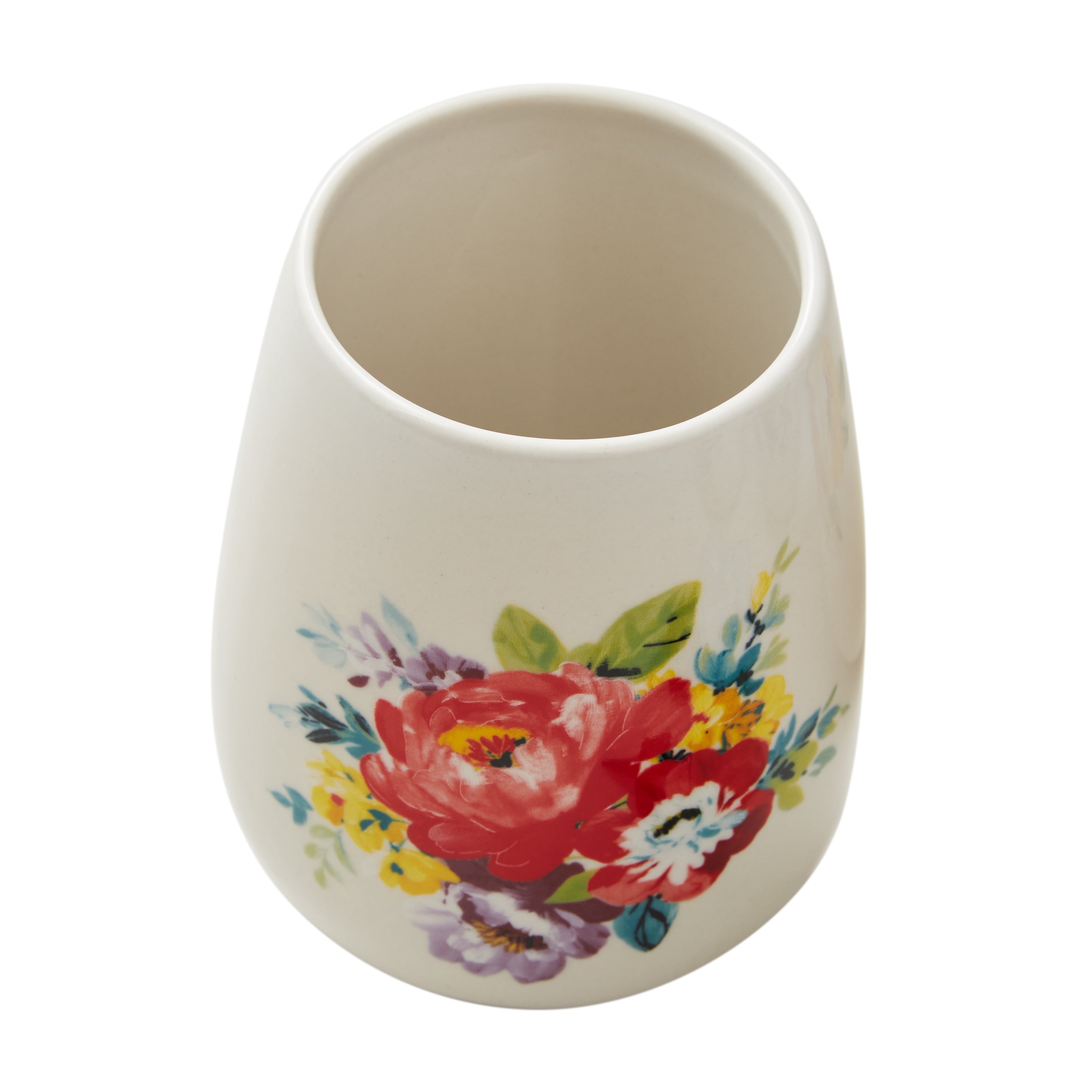 Sweet Rose 7-Piece Stoneware Stemless Wine Glasses Set with Chiller | Prairie Lane - View 5