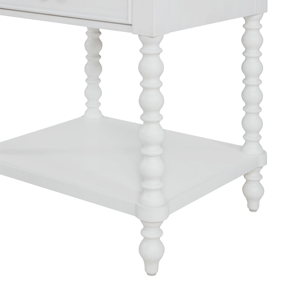 The Pioneer Woman Harper Spindle Nightstand with USB Charging Ports, Adults and Teens, White Finish