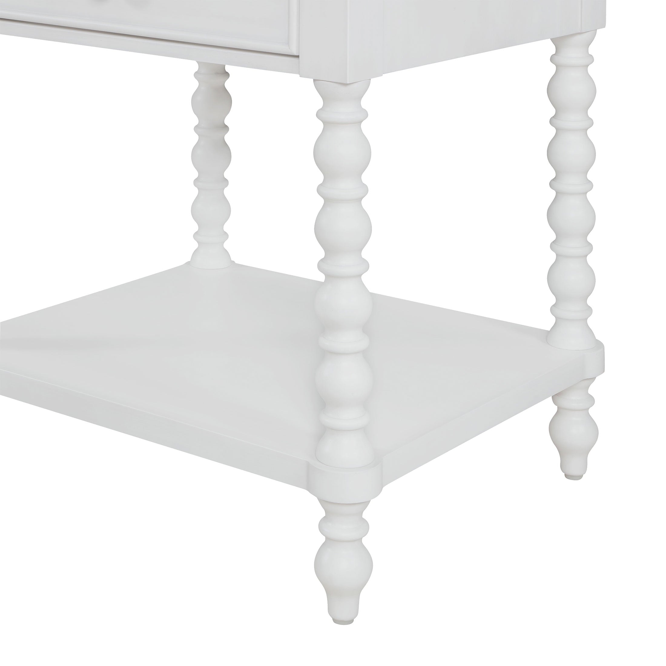 The Pioneer Woman Harper Spindle Nightstand with USB Charging Ports, Adults and Teens, White Finish