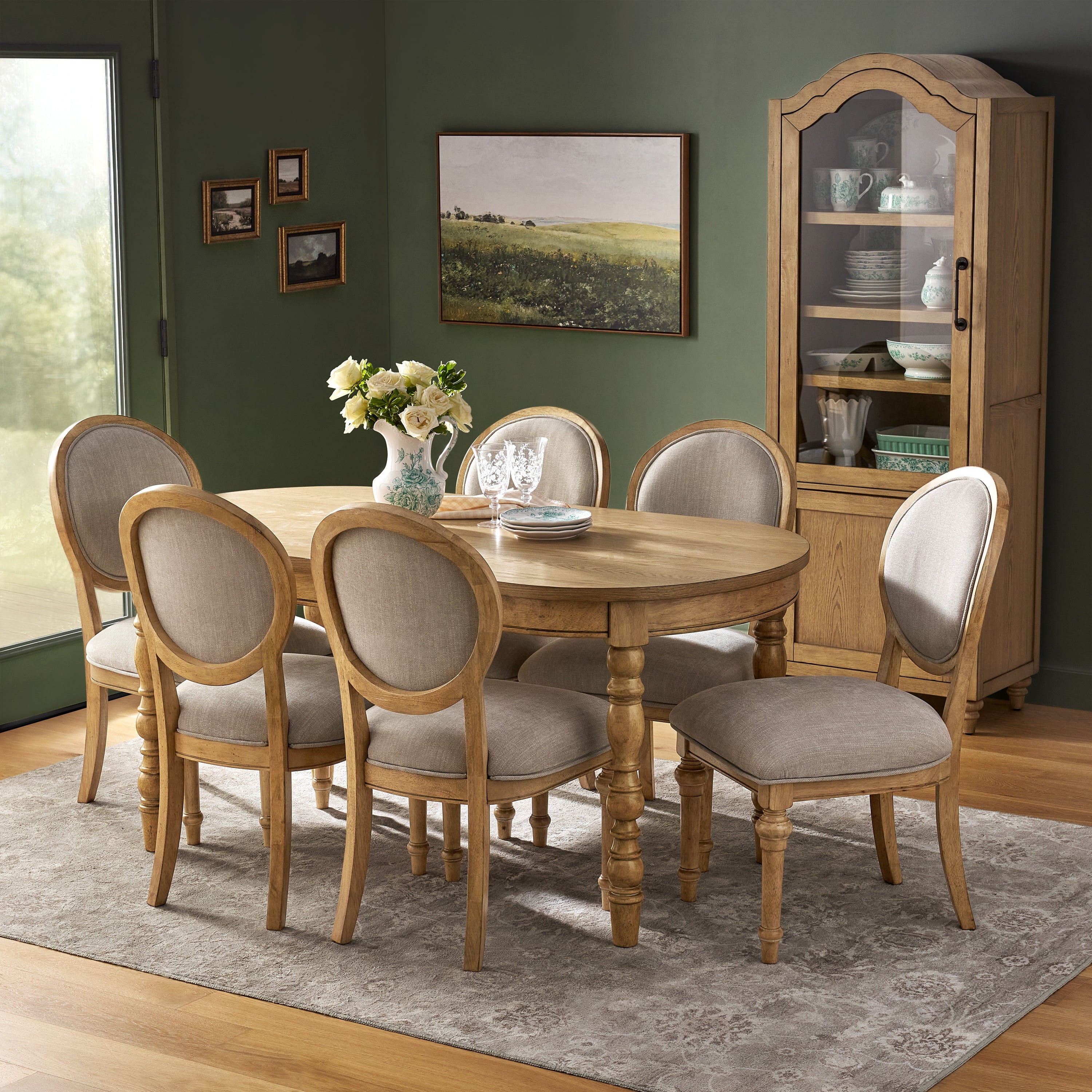 The Pioneer Woman Willa Rounded Back Dining Chairs, Heirloom Wheat, Set of 2
