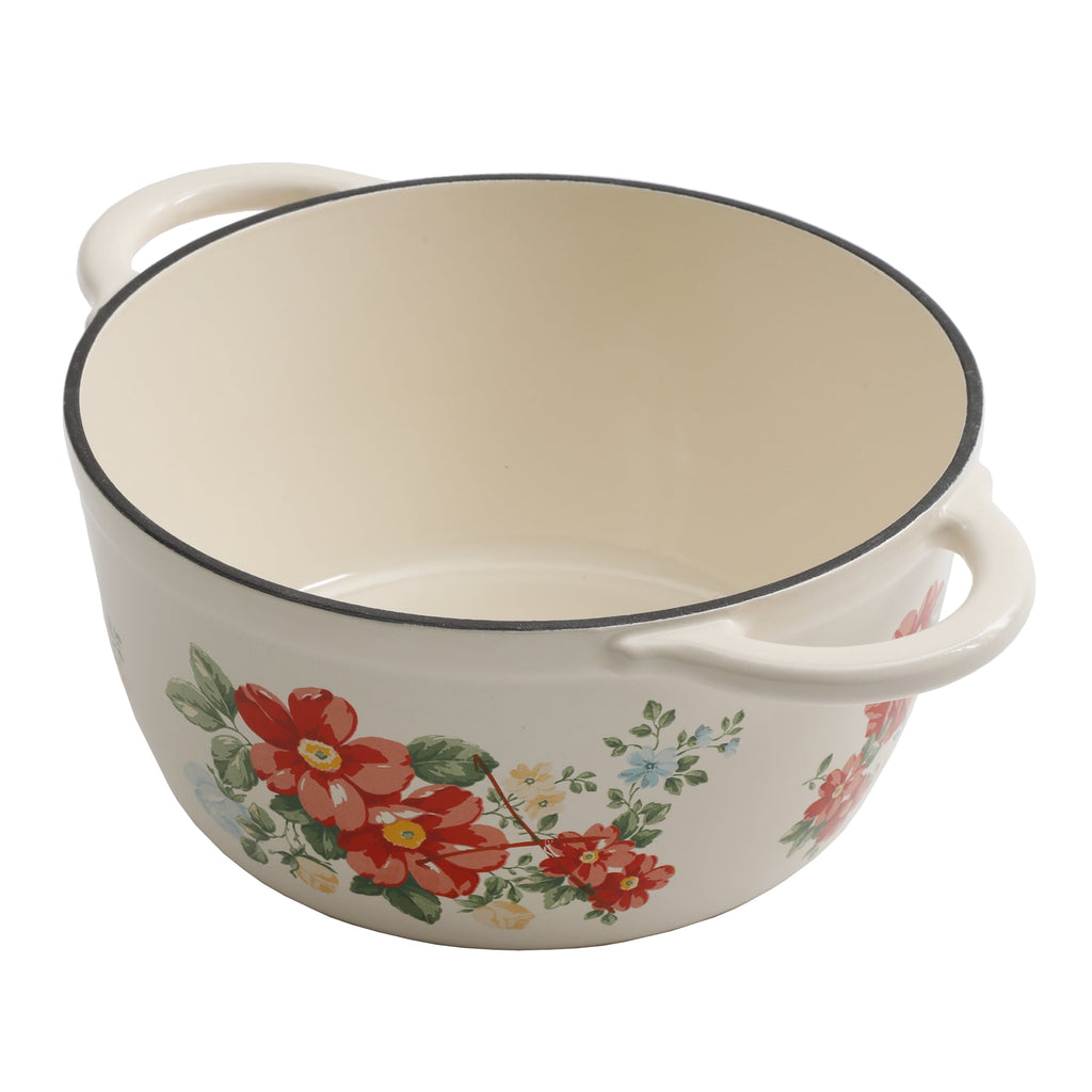 The Pioneer Woman Vintage Floral Enameled Cast Iron 3-Quart Dutch Oven