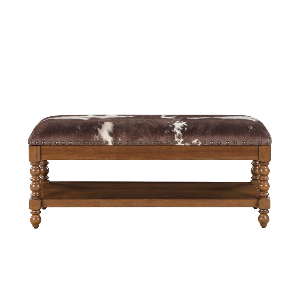 Harper Bench, Faux Cowhide Fabric | Prairie Lane - View 5