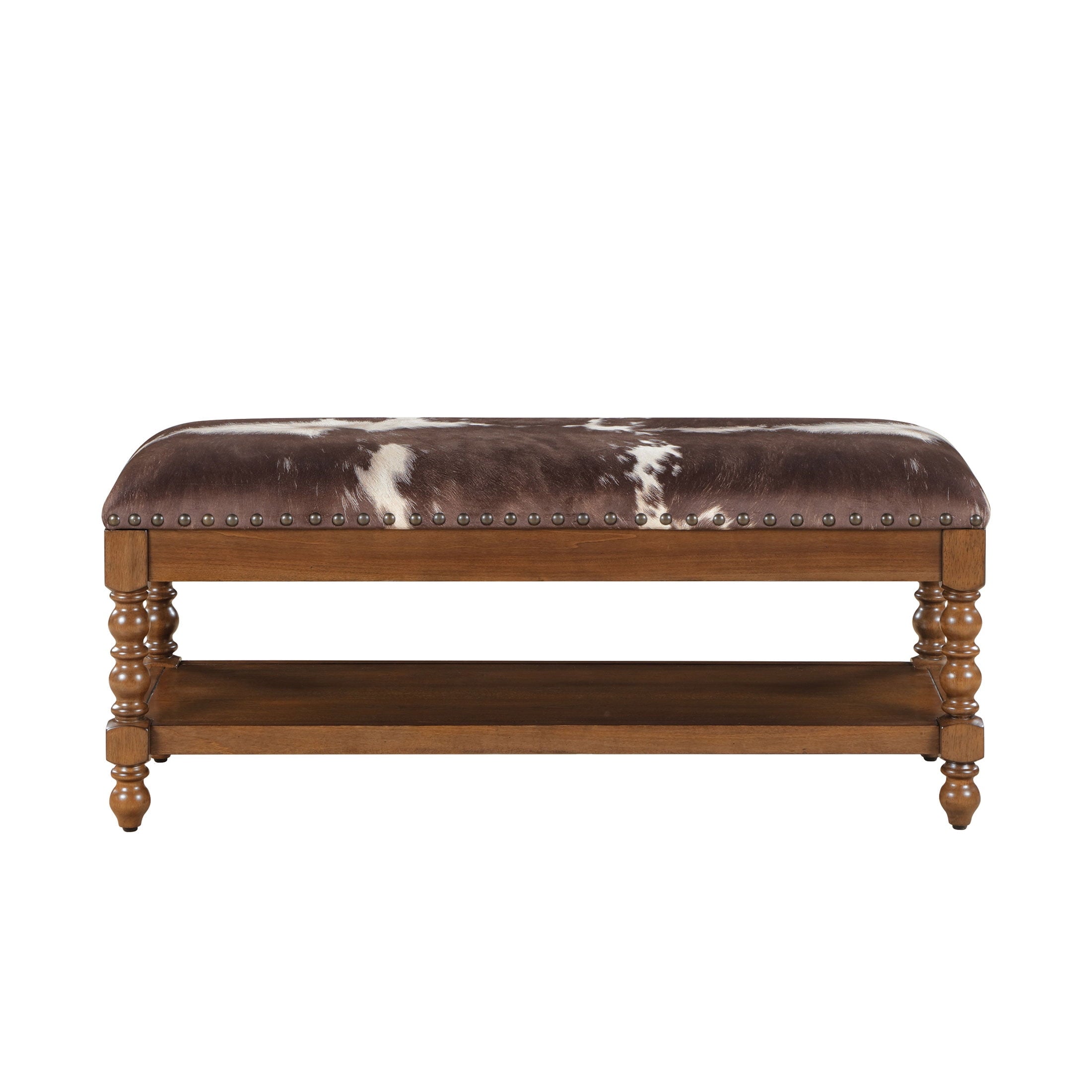 Harper Bench, Faux Cowhide Fabric | Prairie Lane - View 5