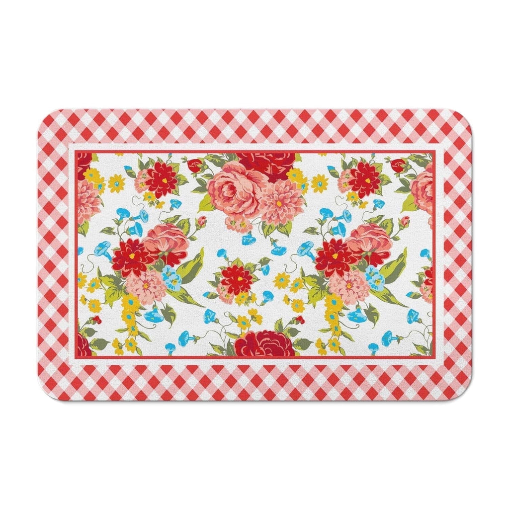 Flower Kitchen Mat Sets 2 Piece Farmhouse Anti Fatigue Waterproof Stain Resistant Floor Rug Non Slip Pioneer Flower Woman Kitchen Laundry Room Rug - 17x30+17x47Inch
