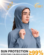 Women‘s UPF 50+ Windbreaker Jacket, Lightweight Packable Sun Protection Hoodie | Prairie Lane - View 5