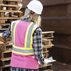 Pioneer Women's Custom Fit Hi-Vis Mesh Back Safety Vest - Color: Pink - Size: XL | Prairie Lane - View 4