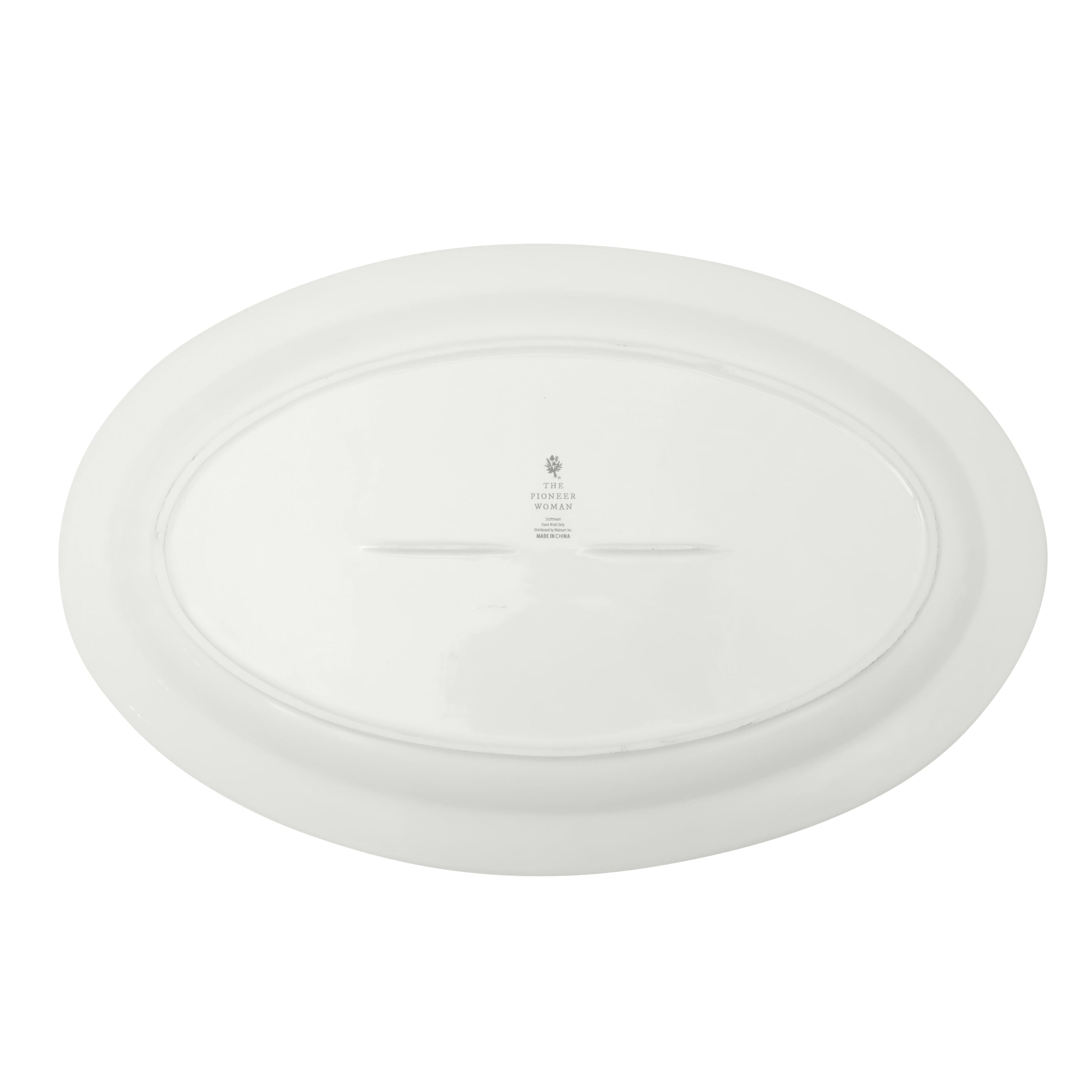Vintage Lace 20-inch Stoneware Oval Serving Tray Platter, White | Prairie Lane - View 6