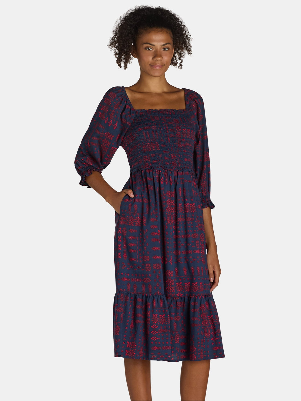 Smocked Bodice Midi Dress, Women’s and Women’s Plus, Sizes XS-3X | Prairie Lane - View 3
