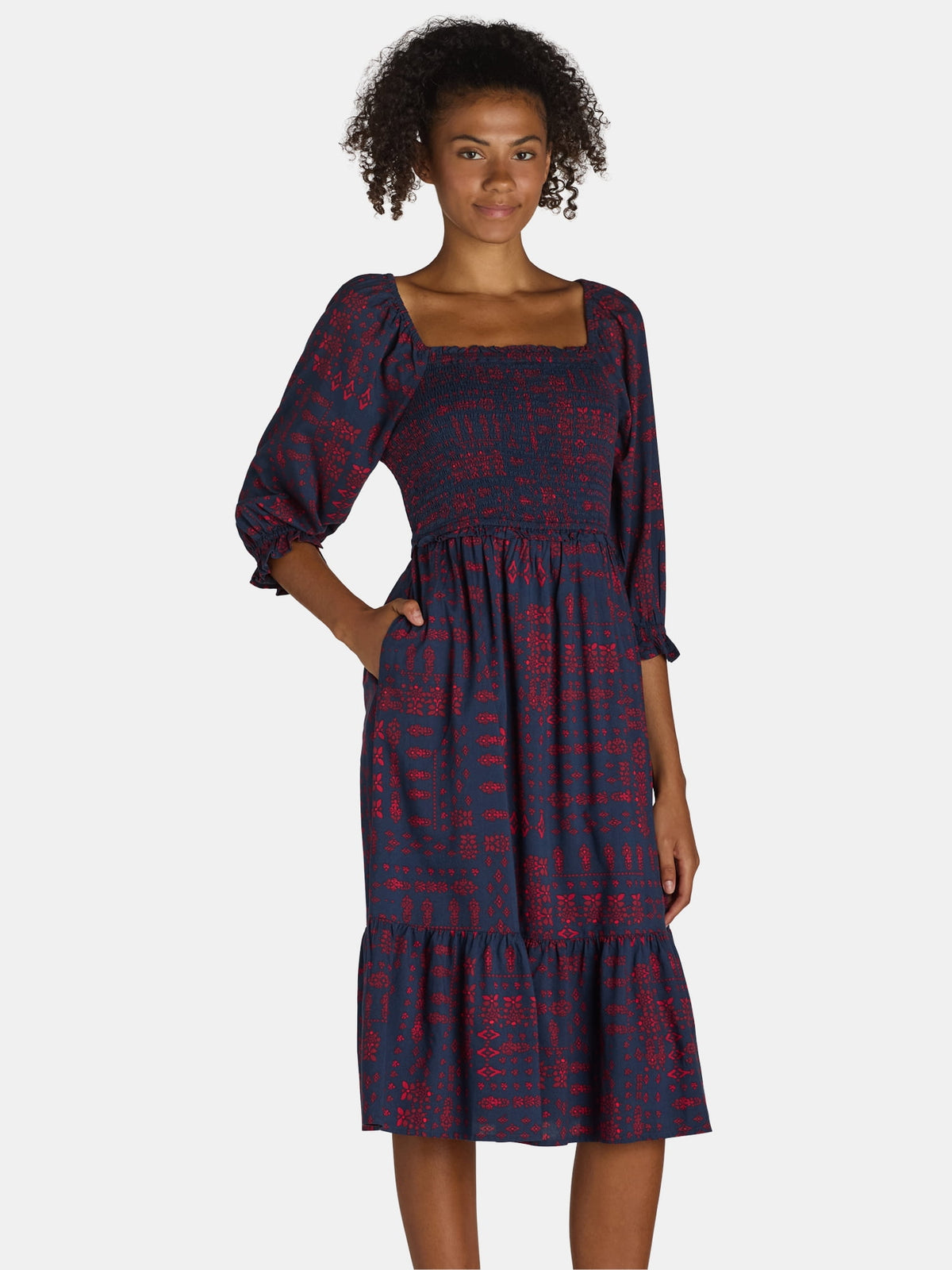 Smocked Bodice Midi Dress, Women’s and Women’s Plus, Sizes XS-3X | Prairie Lane - View 3