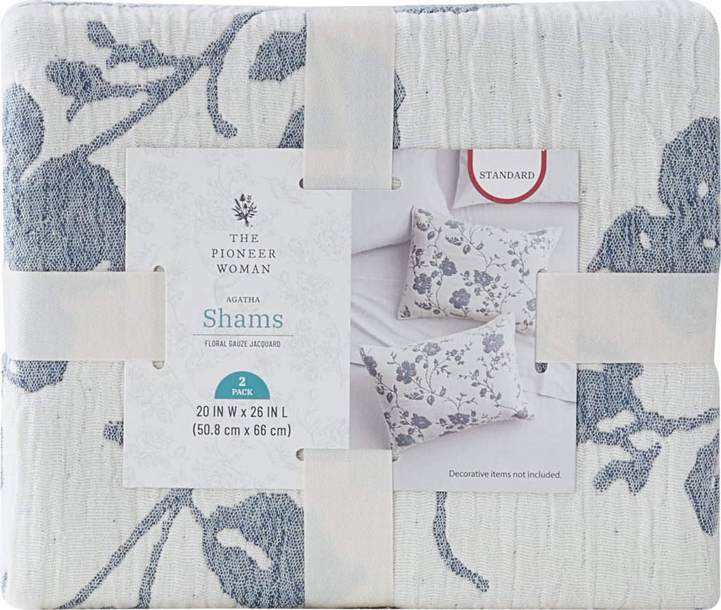 Agatha Floral Gauze Pillow Sham, Standard, Blue Dust, 2 Pack | Prairie Lane - View 7