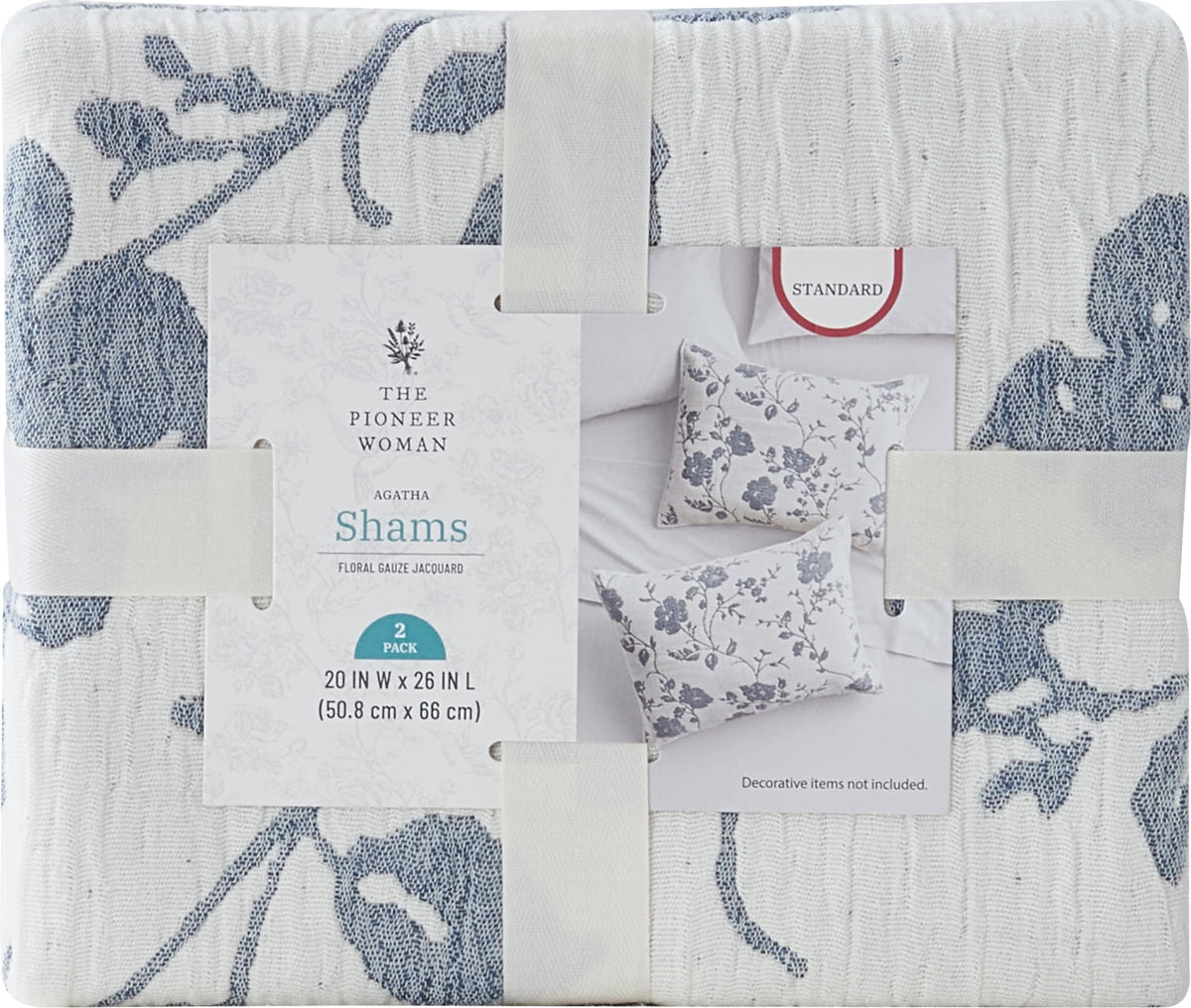 Agatha Floral Gauze Pillow Sham, Standard, Blue Dust, 2 Pack | Prairie Lane - View 7