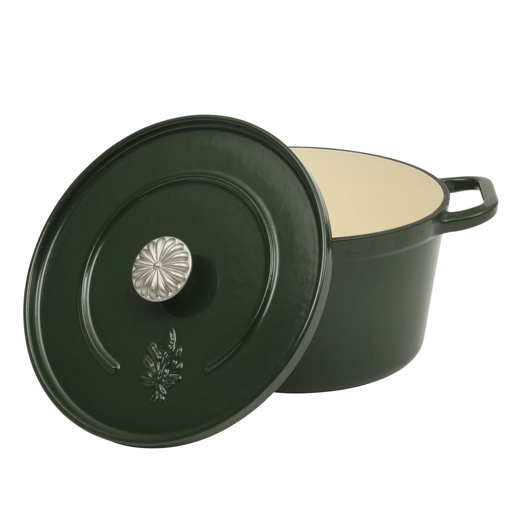 The Pioneer Woman 5-Quart Enamel Cast Iron Dutch Oven with Lid, Dark Green