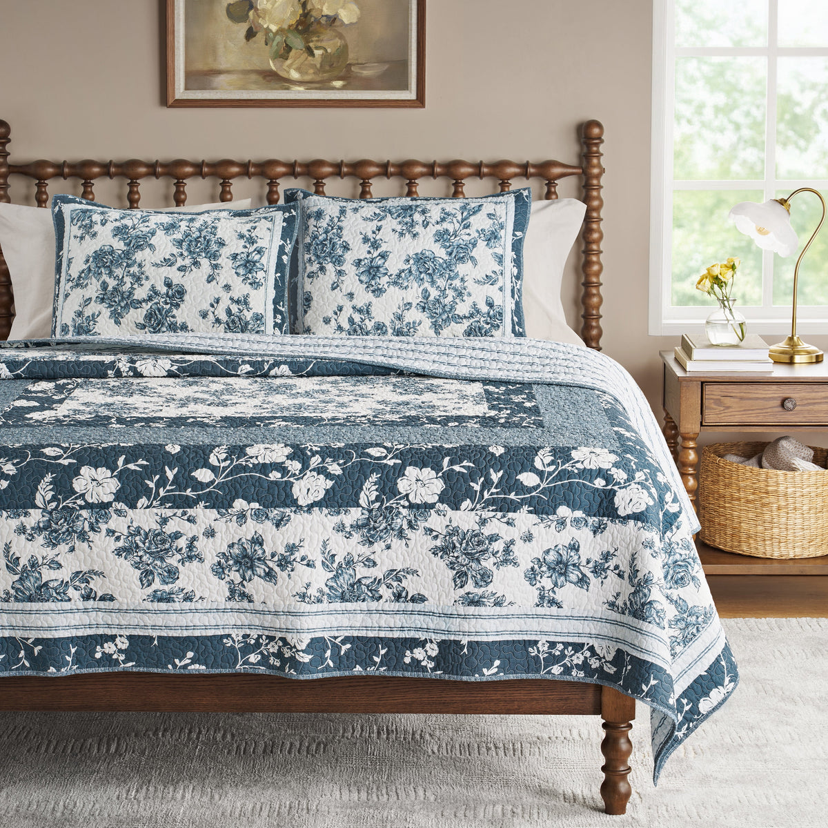 The Pioneer Woman Avery Cotton Patchwork Quilt, Full/Queen, Blue Dust Bedding