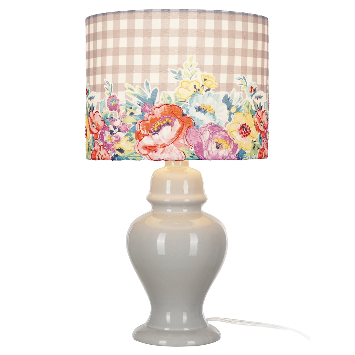 The Pioneer Woman Sweet Romance Table Lamp, Grey Finish with LED Bulb Included