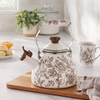 The Pioneer Woman 2.0-Quart Enamel on Steel Agatha Tea Kettle, Brown