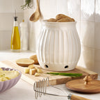 Colette Stoneware Potato Keeper, White | Prairie Lane - View 5