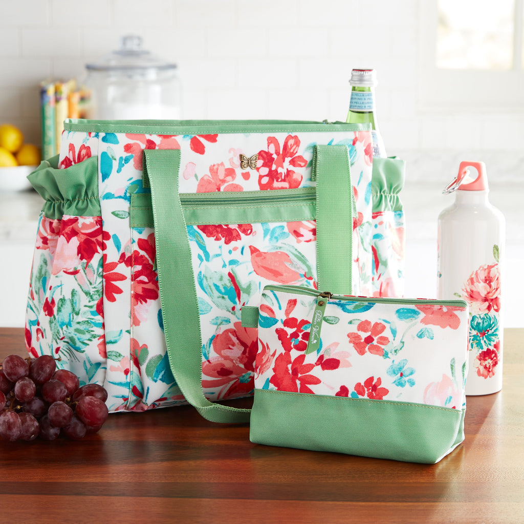 The Pioneer Woman Insulated Lunch Kit Set with Extra Bag and Bottle, Gorgeous Garden
