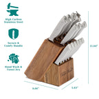 The Pioneer Woman Pioneer Signature 14-Piece Stainless Steel Knife Block Set, Gray