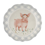 The Pioneer Woman Gingham 12-Piece Ceramic Dinnerware Set, Gray