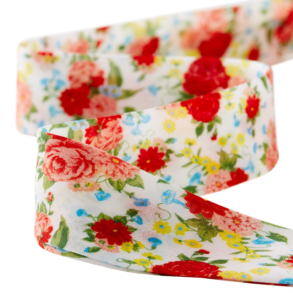 Sweet Rose Double Fold Cotton Quilt Binding Ribbon, 7/8" x 25 Yards | Prairie Lane - View 3