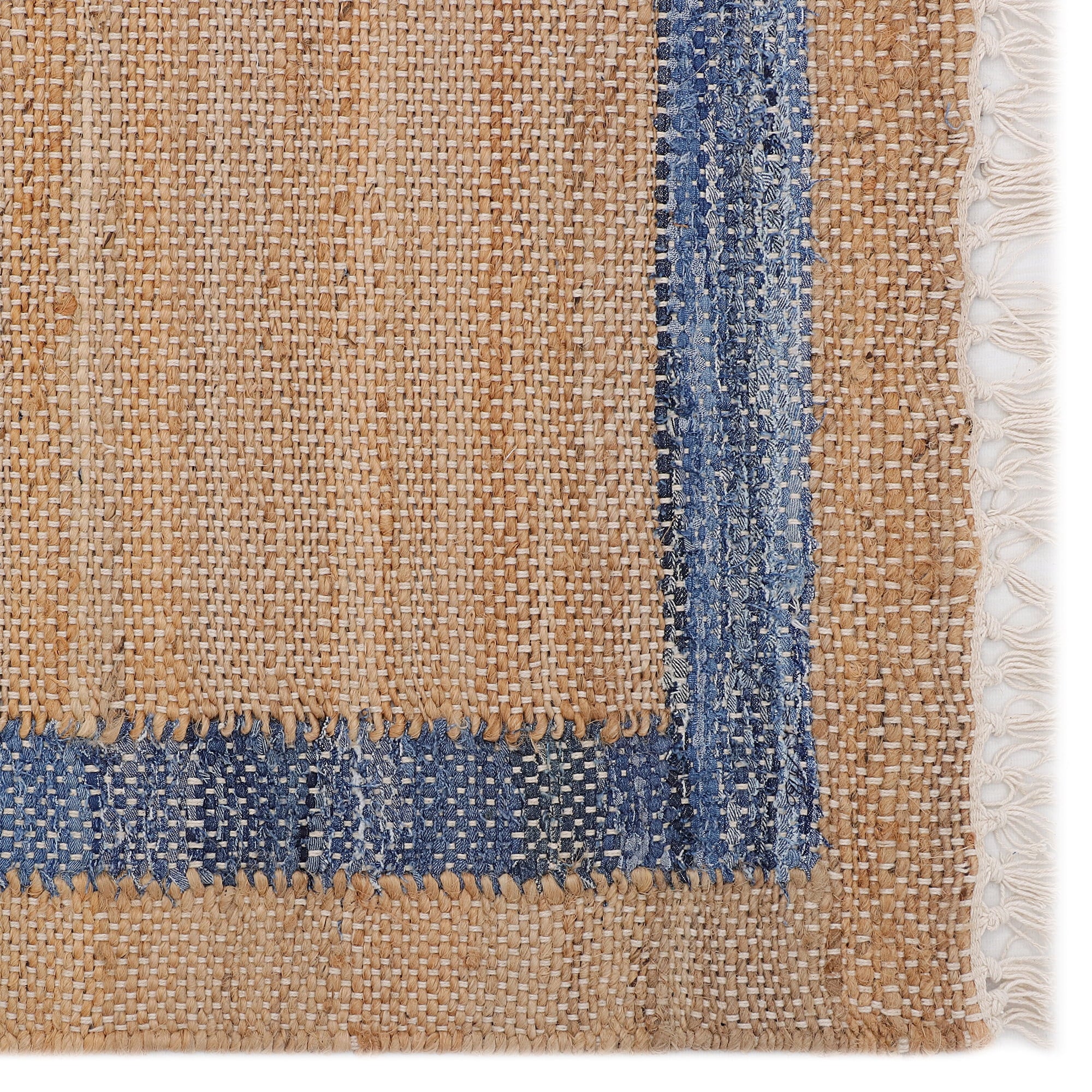 Denim Jute Runner Rug, Natural with Blue Border, 30 x 96 Inches | Prairie Lane - View 4