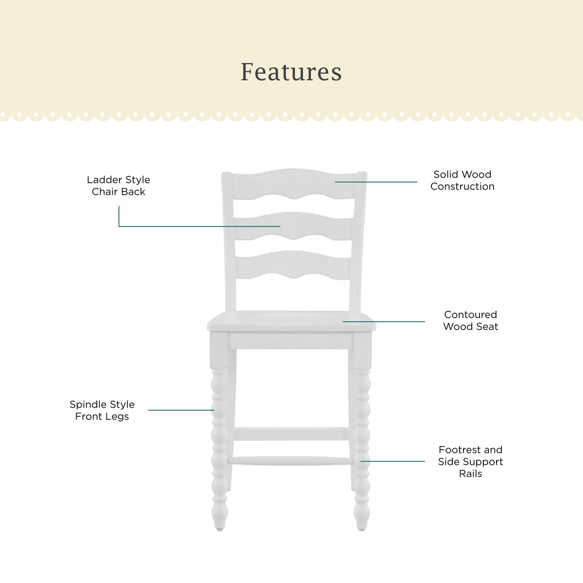 The Pioneer Woman Harper Counter-height Wood Stools, 2 Pack, White