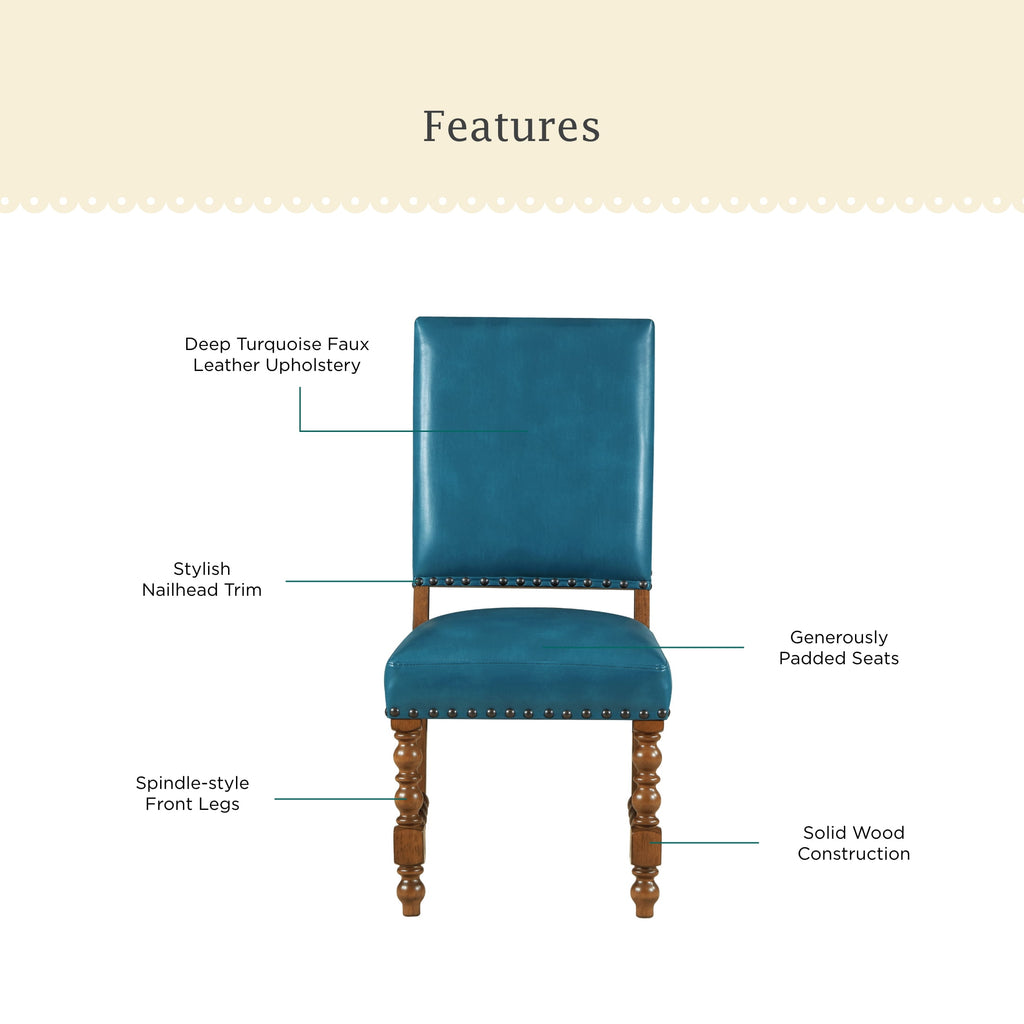 Harper Faux Leather Dining Chairs, Turquoise, Set of 2 | Prairie Lane - View 2