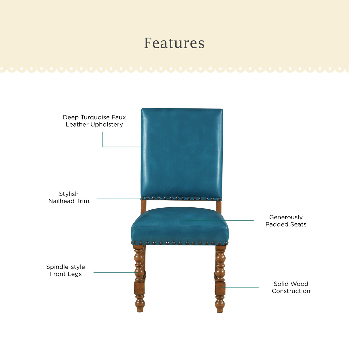 Harper Faux Leather Dining Chairs, Turquoise, Set of 2 | Prairie Lane - View 2