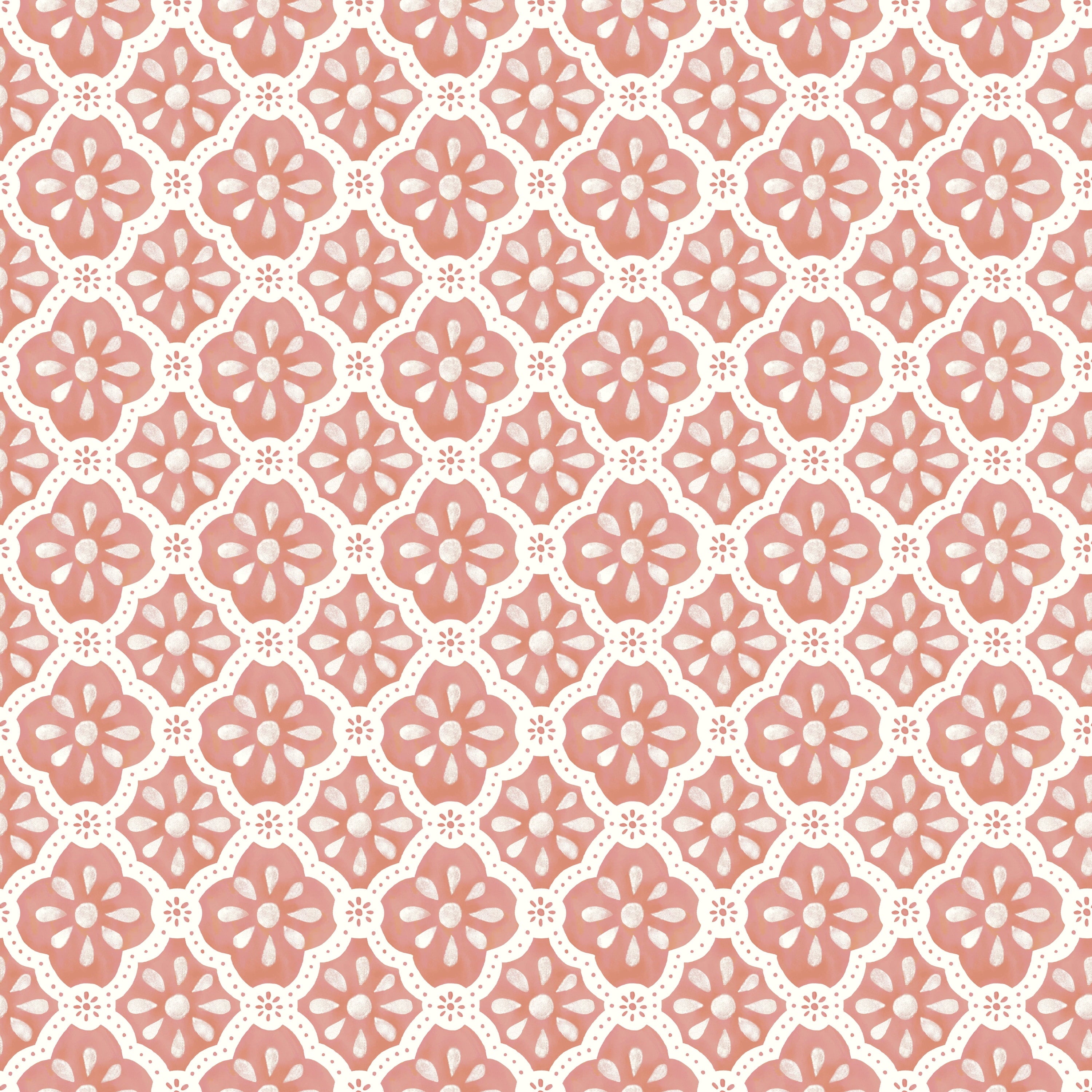 Pink Salmon Washy Trellis Peel and Stick Wallpaper, 18" x 18.86' | Prairie Lane - View 10