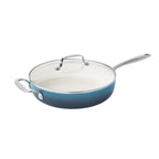 The Pioneer Woman Harlow 15-Piece Cookware Set, Ceramic Non-Stick Pots and Pans Set,  Denim Blue