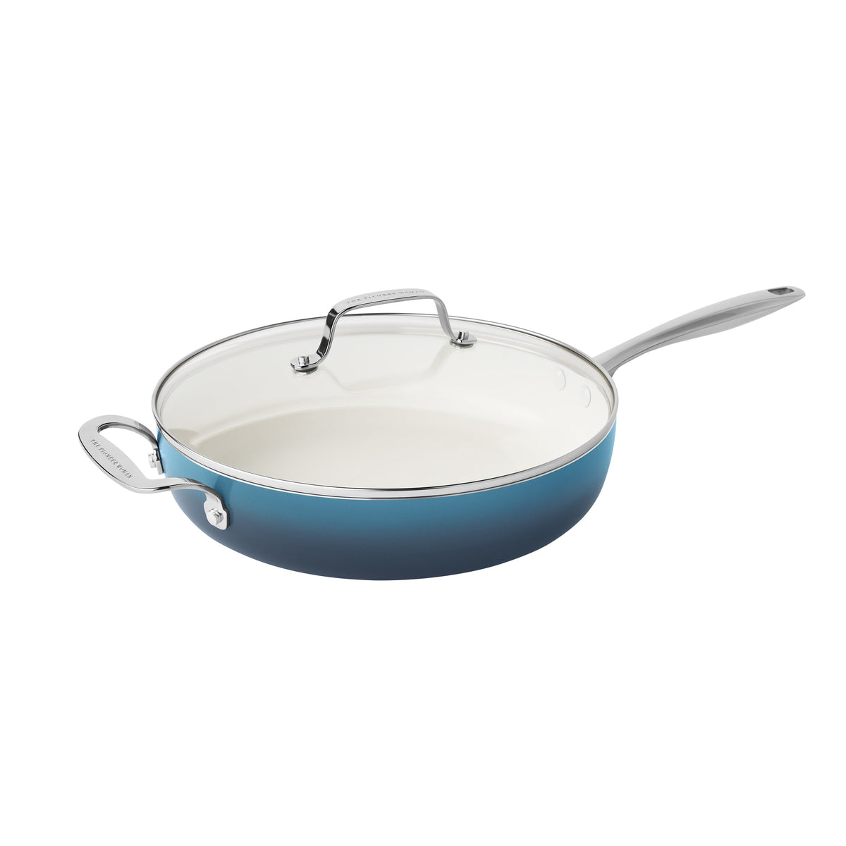 The Pioneer Woman Harlow 15-Piece Cookware Set, Ceramic Non-Stick Pots and Pans Set,  Denim Blue