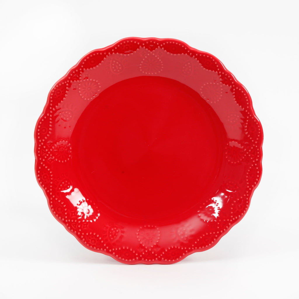 Cowgirl Lace 12-Piece Dinnerware Set, Red | Prairie Lane - View 4