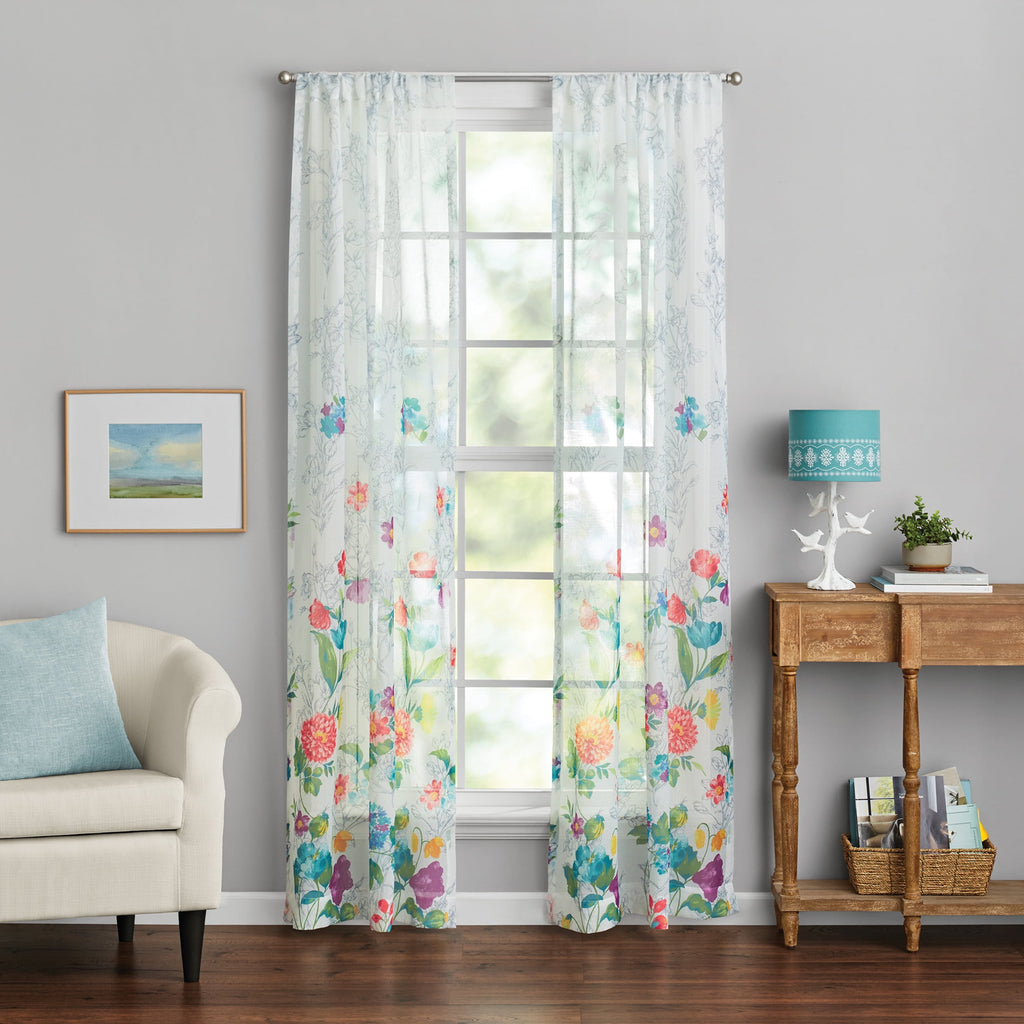 Blooming Bouquet Curtain Panel Pair, Set of 2, Floral, 40"W x 84"L | Prairie Lane - View 3