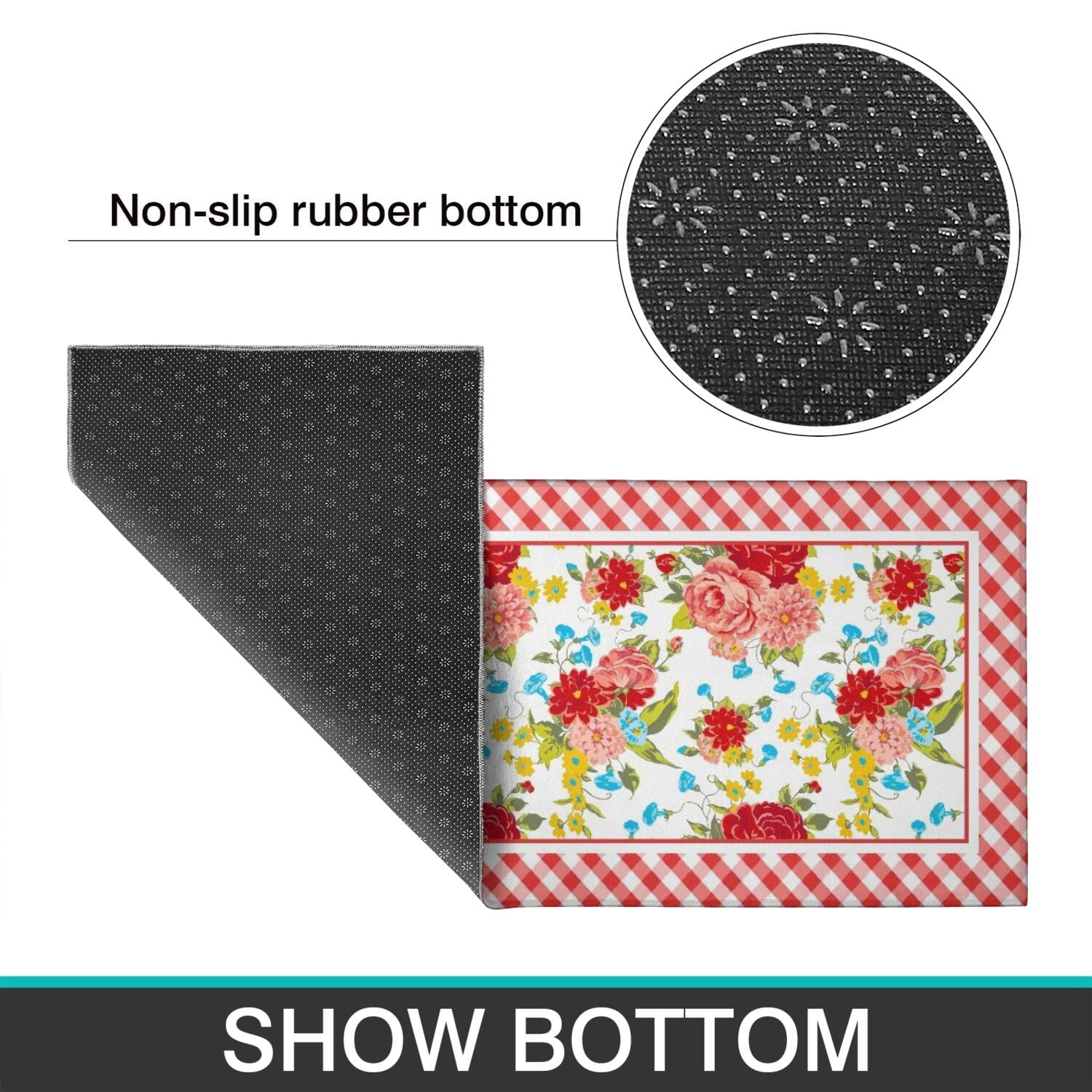 Flower Kitchen Mat Sets 2 Piece Farmhouse Anti Fatigue Waterproof Stain Resistant Floor Rug Non Slip Pioneer Flower Woman Kitchen Laundry Room Rug - 17x30+17x47Inch